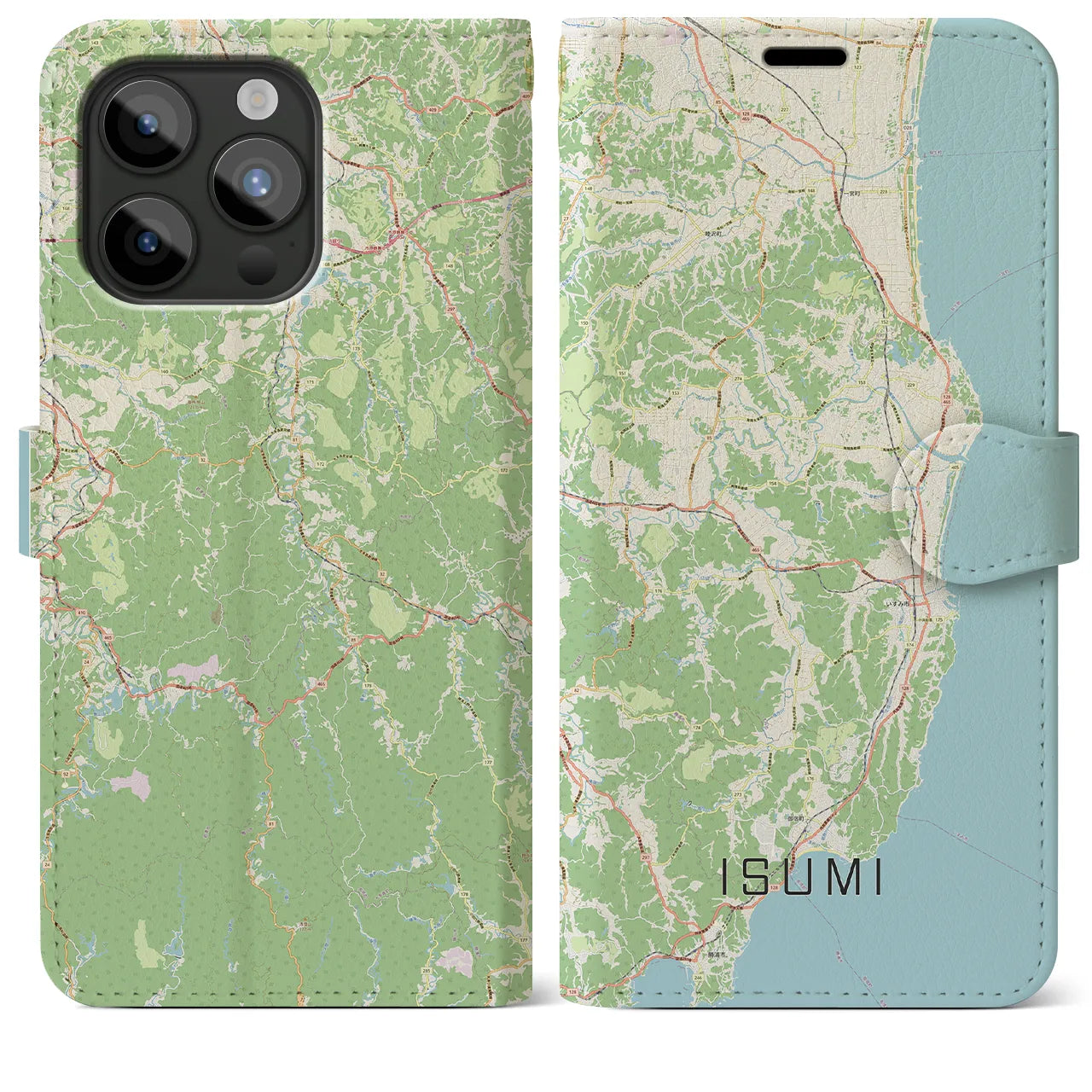 【いすみ（千葉県）】地図柄iPhoneケース（手帳タイプ）ナチュラル・iPhone 15 Pro Max 用