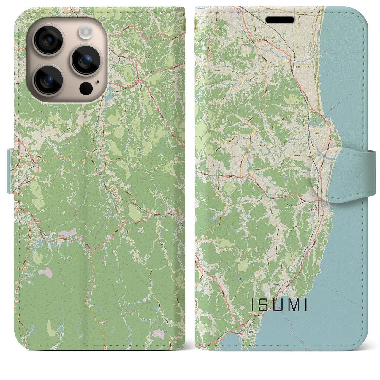 【いすみ（千葉県）】地図柄iPhoneケース（手帳タイプ）ナチュラル・iPhone 16 Plus 用