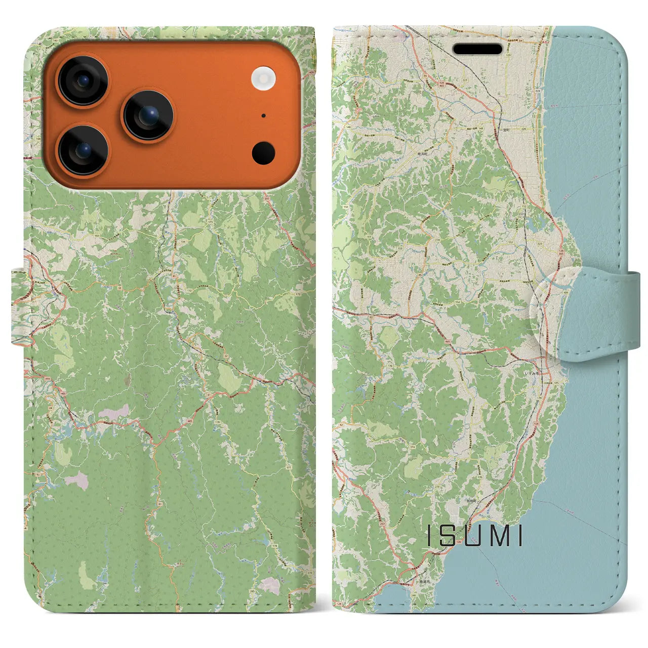 【いすみ（千葉県）】地図柄iPhoneケース（手帳タイプ）