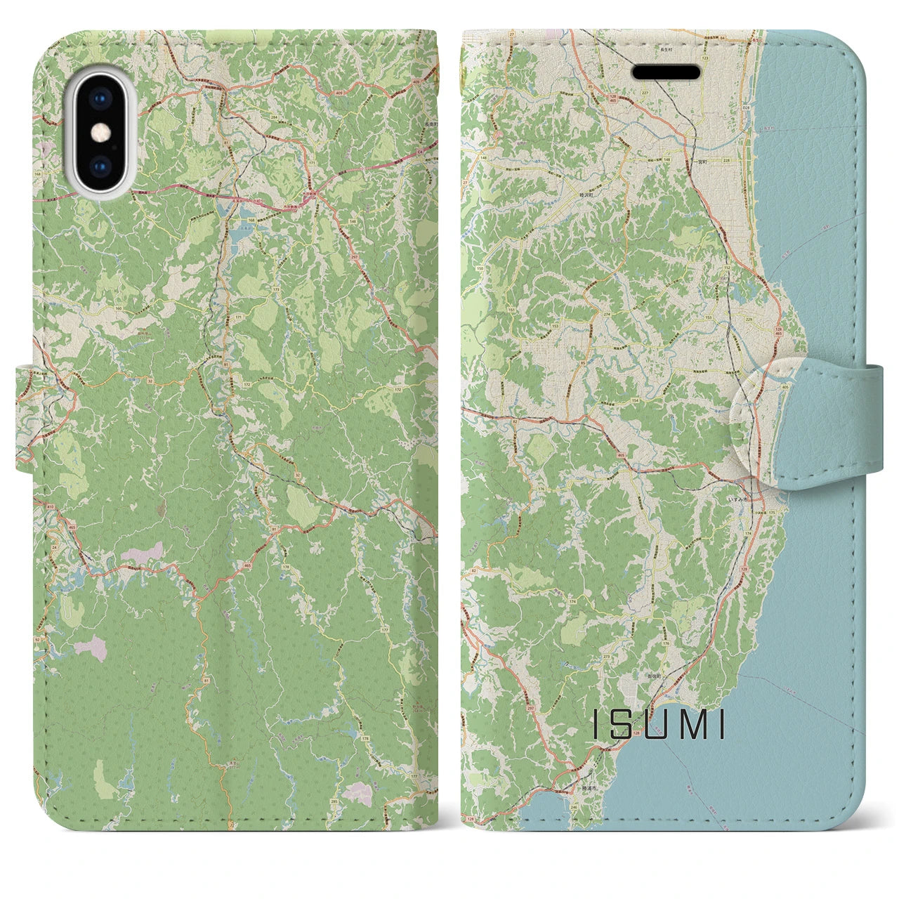 【いすみ（千葉県）】地図柄iPhoneケース（手帳タイプ）ナチュラル・iPhone XS Max 用