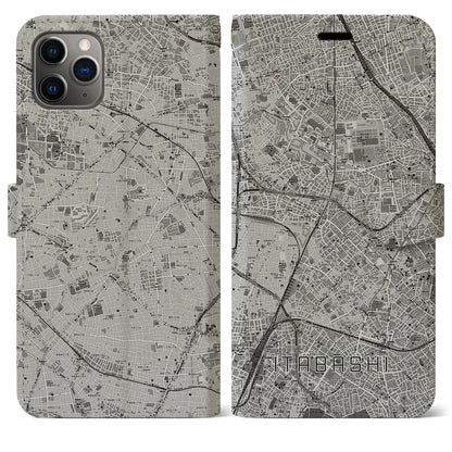 【板橋（東京都）】地図柄iPhoneケース（手帳タイプ）モノトーン・iPhone 11 Pro Max 用