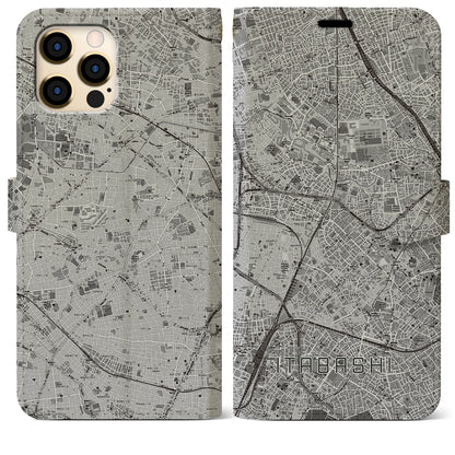 【板橋（東京都）】地図柄iPhoneケース（手帳タイプ）モノトーン・iPhone 12 Pro Max 用