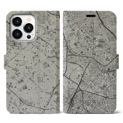 【板橋（東京都）】地図柄iPhoneケース（手帳タイプ）モノトーン・iPhone 13 Pro 用