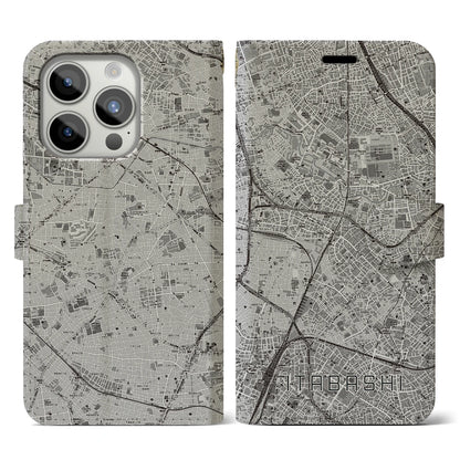 【板橋（東京都）】地図柄iPhoneケース（手帳タイプ）モノトーン・iPhone 15 Pro 用