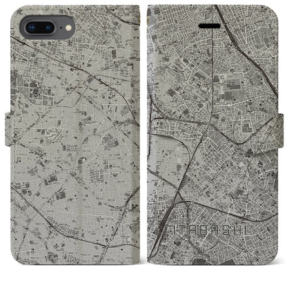 【板橋（東京都）】地図柄iPhoneケース（手帳タイプ）モノトーン・iPhone 8Plus /7Plus / 6sPlus / 6Plus 用