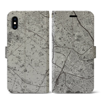 【板橋（東京都）】地図柄iPhoneケース（手帳タイプ）モノトーン・iPhone XS / X 用