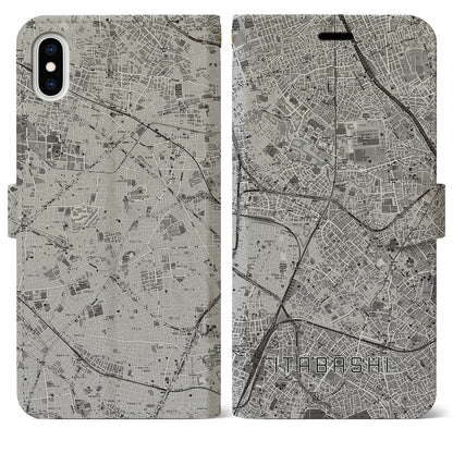 【板橋（東京都）】地図柄iPhoneケース（手帳タイプ）モノトーン・iPhone XS Max 用