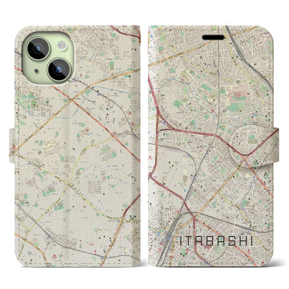 【板橋（東京都）】地図柄iPhoneケース（手帳タイプ）ナチュラル・iPhone 15 用