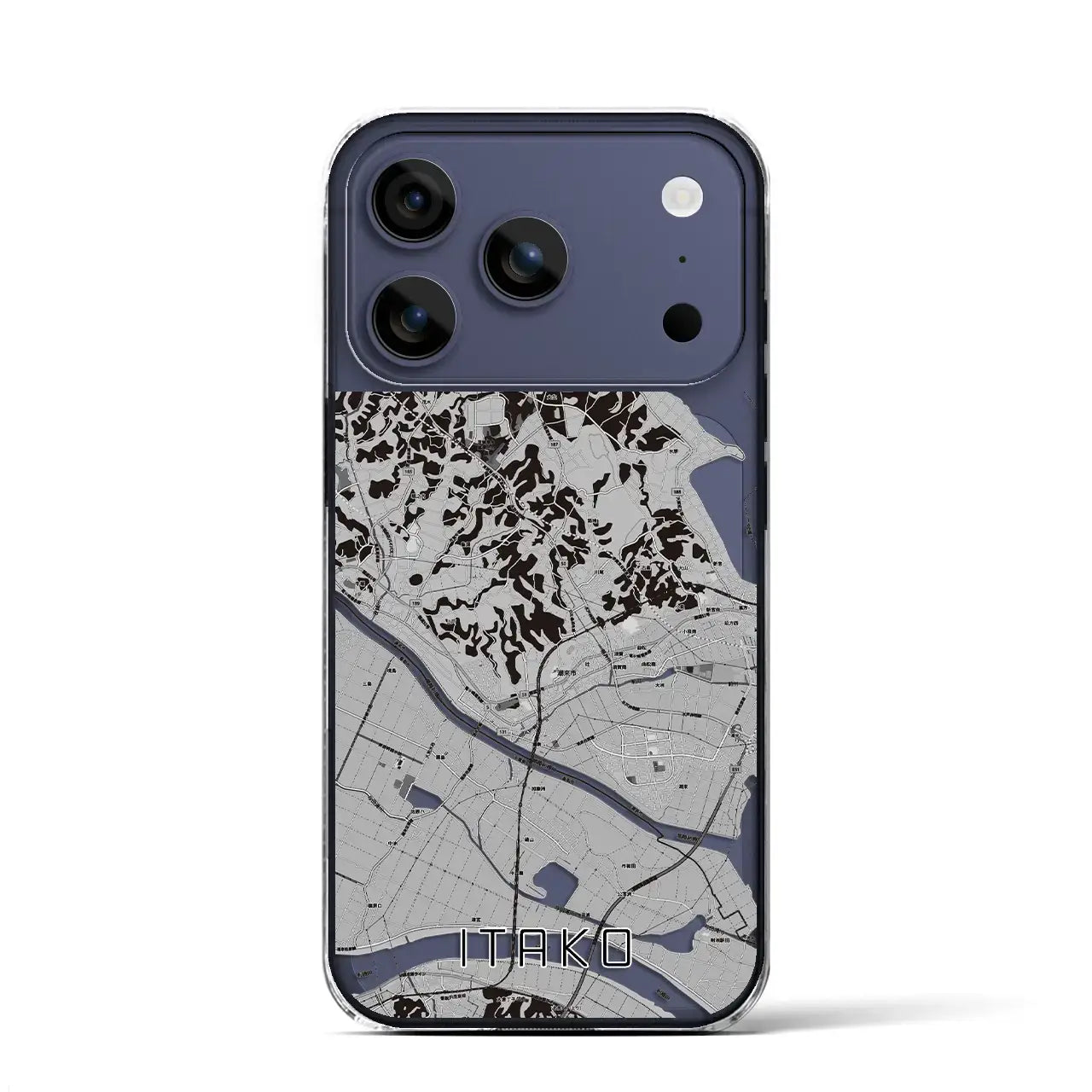 【潮来（茨城県）】地図柄iPhoneケース（クリアタイプ）モノトーン・iPhone 17 Pro Max 用