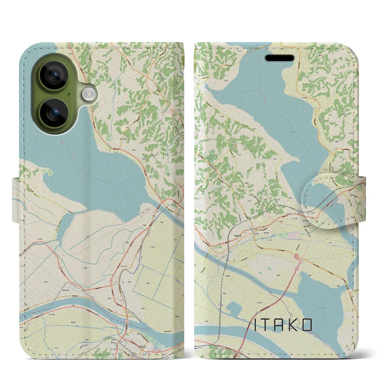 【潮来（茨城県）】地図柄iPhoneケース（手帳タイプ）