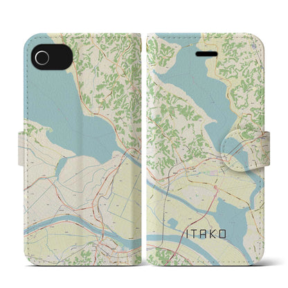 【潮来（茨城県）】地図柄iPhoneケース（手帳タイプ）ナチュラル・iPhone SE（第3 / 第2世代） / 8 / 7 / 6s / 6 用