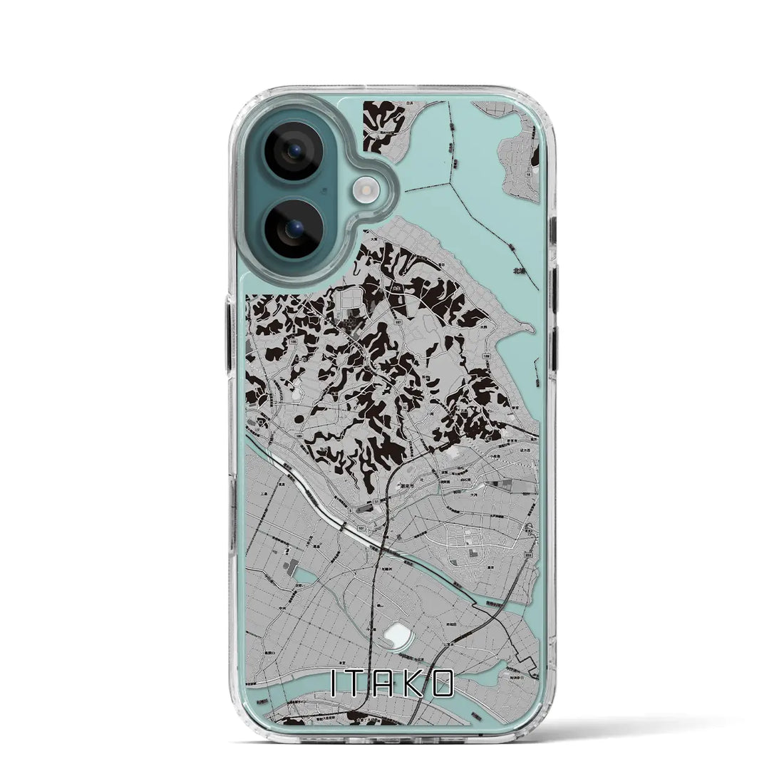 【潮来（茨城県）】地図柄iPhoneケース（MagSafeタイプ）モノトーン・iPhone 16 Pro 用