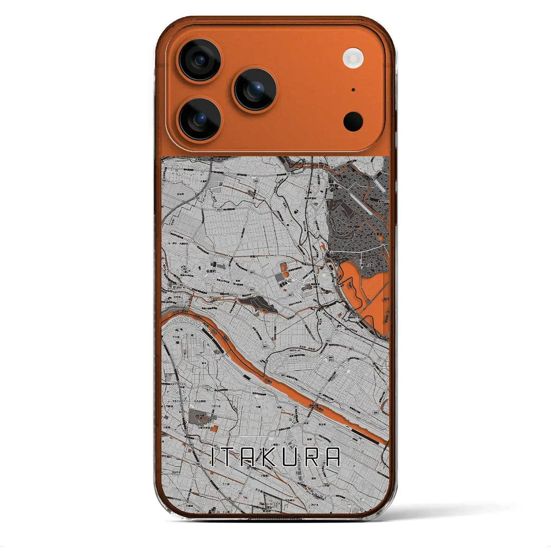 【板倉（群馬県）】地図柄iPhoneケース（クリアタイプ）モノトーン・iPhone 17 Pro Max 用