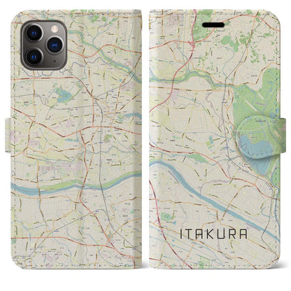 【板倉（群馬県）】地図柄iPhoneケース（手帳タイプ）ナチュラル・iPhone 11 Pro Max 用