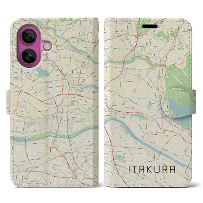 【板倉（群馬県）】地図柄iPhoneケース（手帳タイプ）ナチュラル・iPhone 16 Pro 用