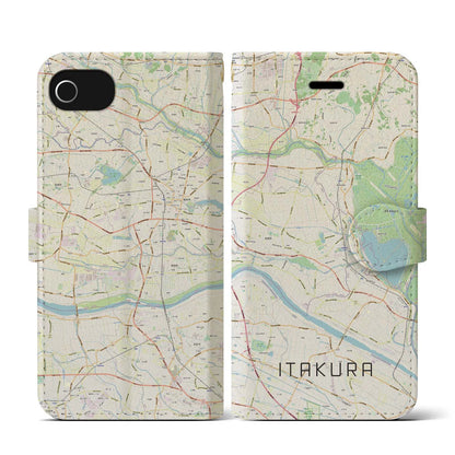 【板倉（群馬県）】地図柄iPhoneケース（手帳タイプ）ナチュラル・iPhone SE（第3 / 第2世代） / 8 / 7 / 6s / 6 用