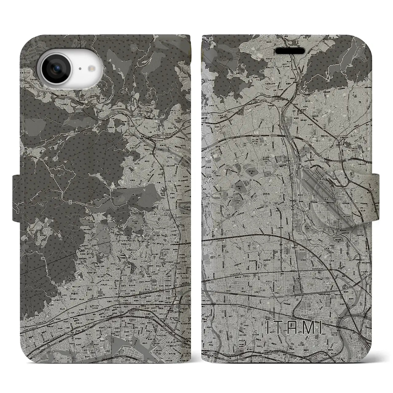 【伊丹（兵庫県）】地図柄iPhoneケース（手帳タイプ）