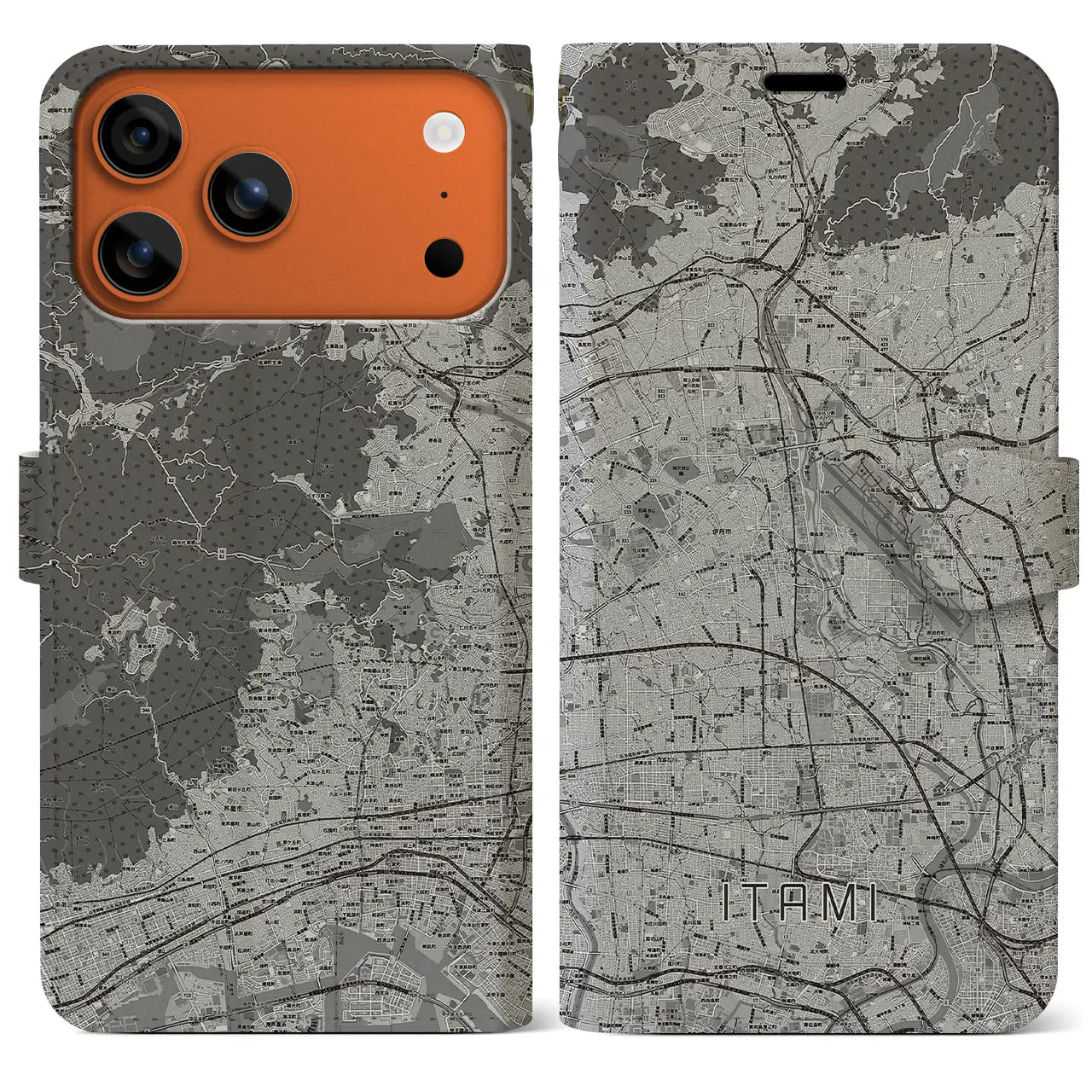 【伊丹（兵庫県）】地図柄iPhoneケース（手帳タイプ）