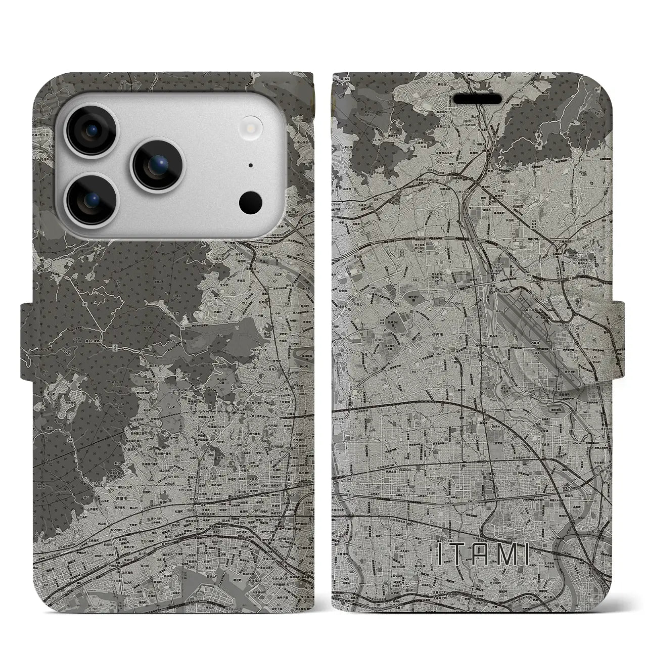 【伊丹（兵庫県）】地図柄iPhoneケース（手帳タイプ）