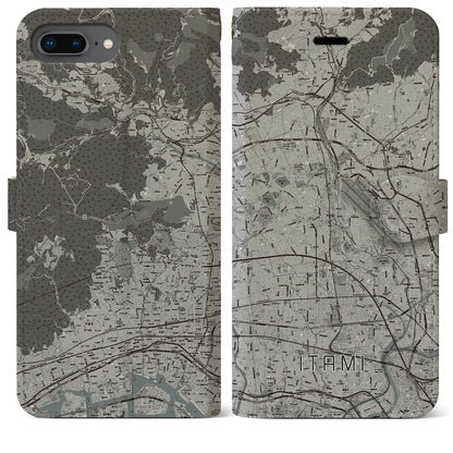 【伊丹（兵庫県）】地図柄iPhoneケース（手帳タイプ）モノトーン・iPhone 8Plus /7Plus / 6sPlus / 6Plus 用