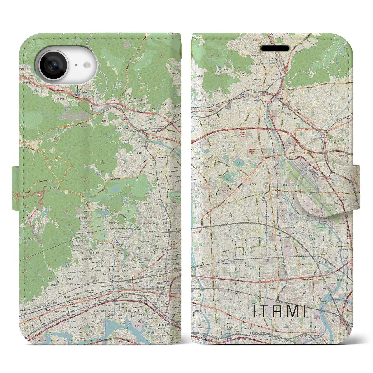 【伊丹（兵庫県）】地図柄iPhoneケース（手帳タイプ）