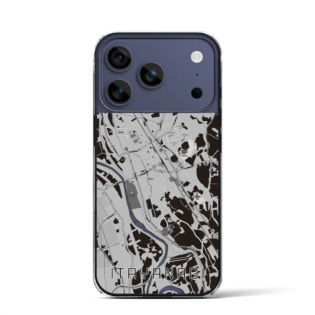 【板柳(青森県)】地図柄iPhoneケース(クリアタイプ)モノトーン・iPhone 17 Pro Max 用