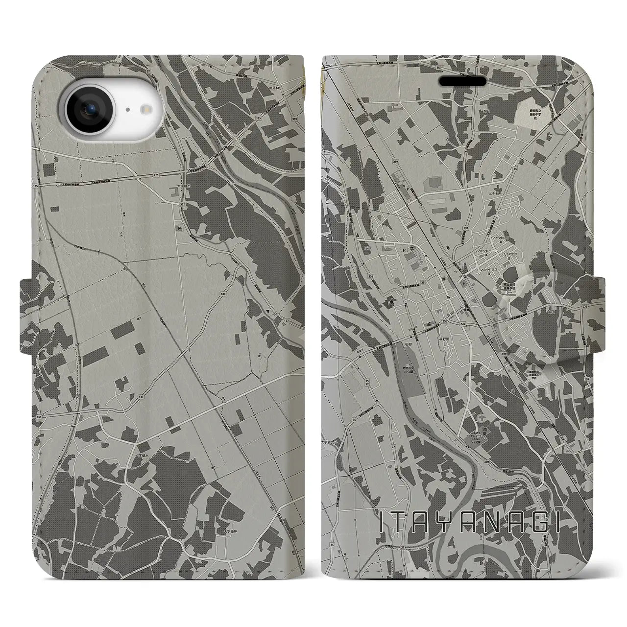 【板柳（青森県）】地図柄iPhoneケース（手帳タイプ）