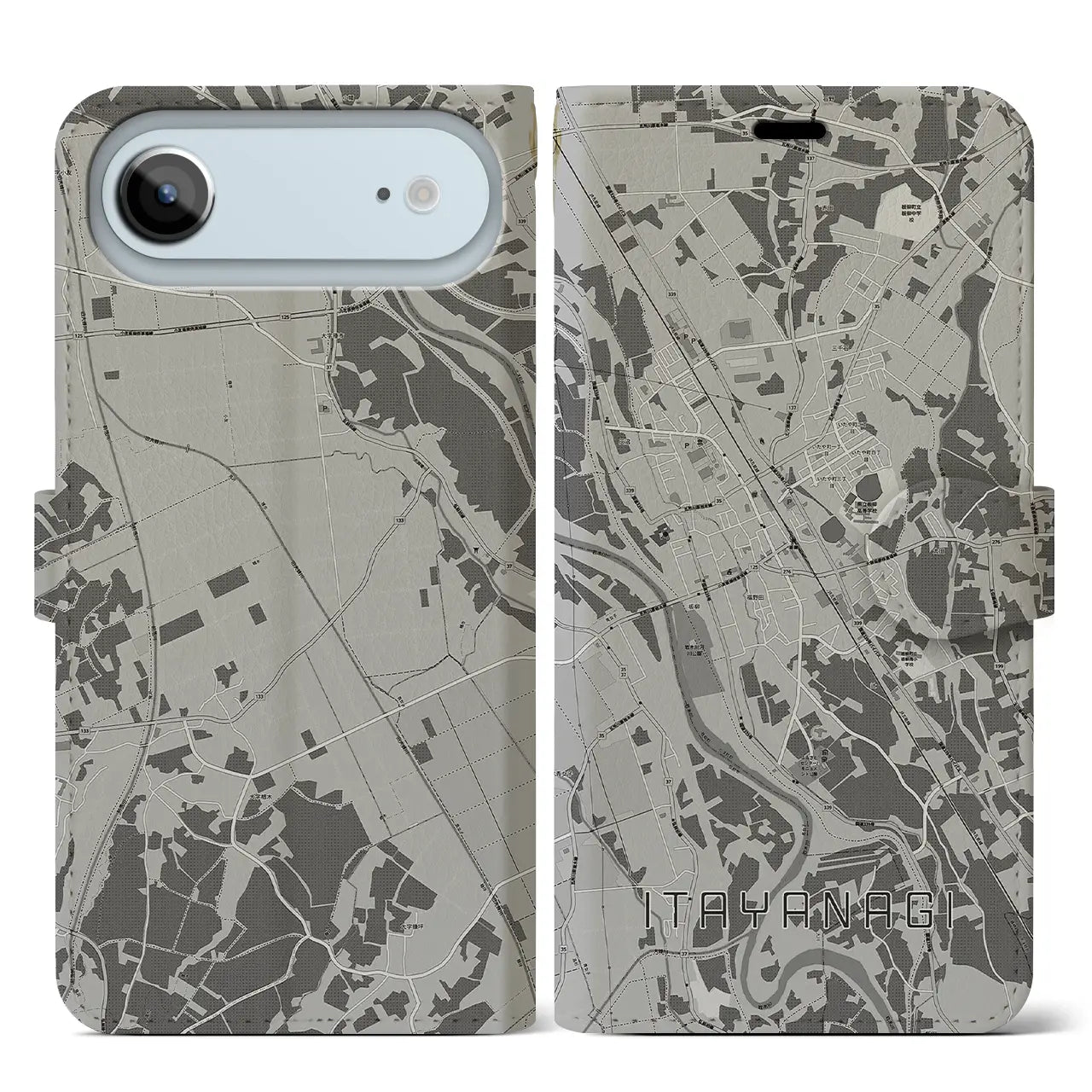 【板柳（青森県）】地図柄iPhoneケース（手帳タイプ）