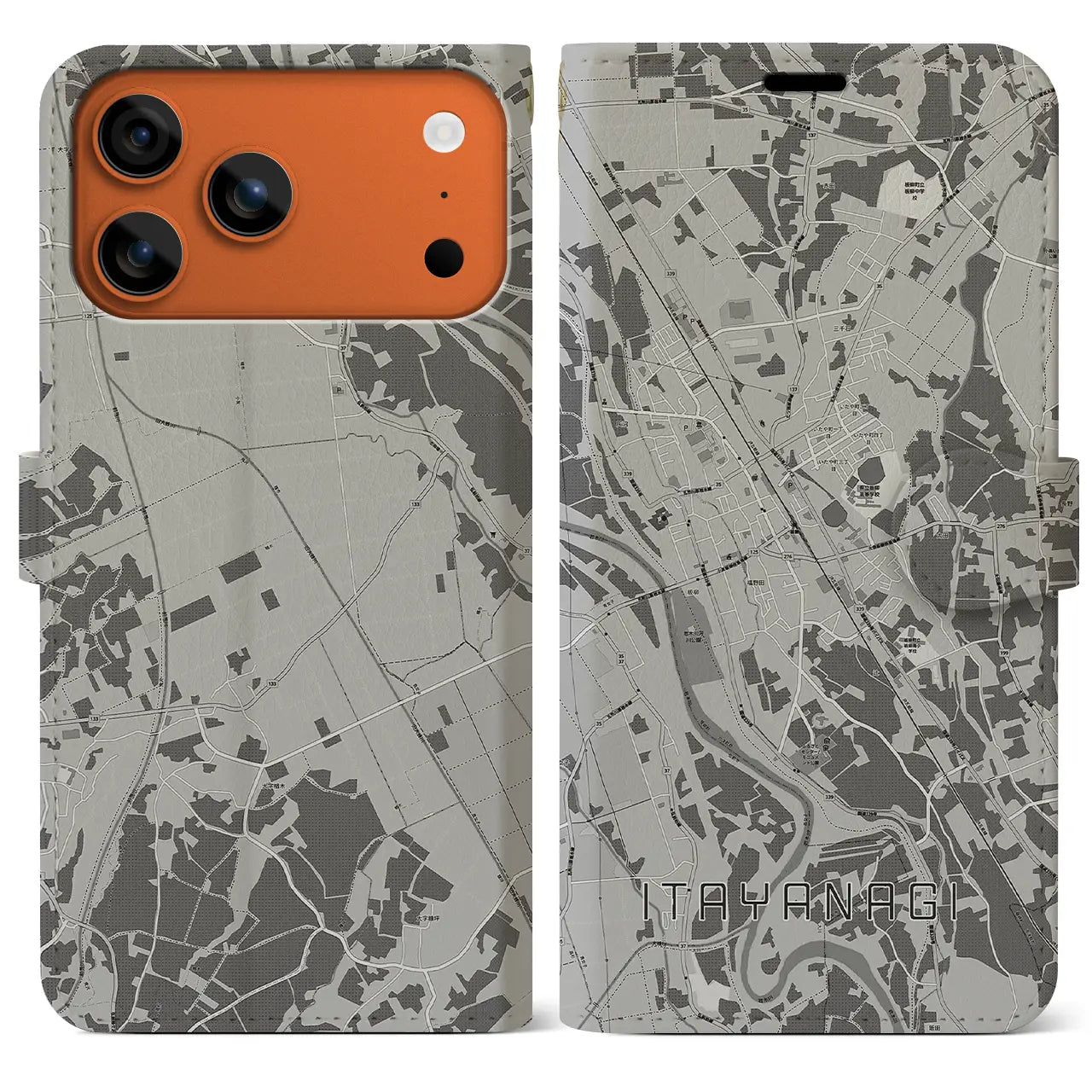 【板柳（青森県）】地図柄iPhoneケース（手帳タイプ）