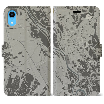 【板柳（青森県）】地図柄iPhoneケース（手帳タイプ）モノトーン・iPhone XR 用