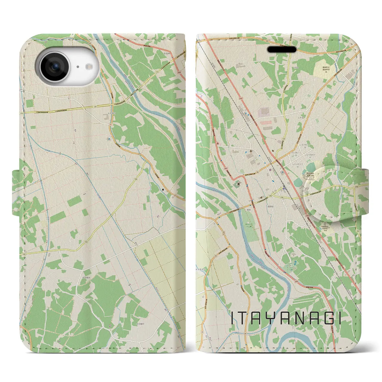 【板柳（青森県）】地図柄iPhoneケース（手帳タイプ）