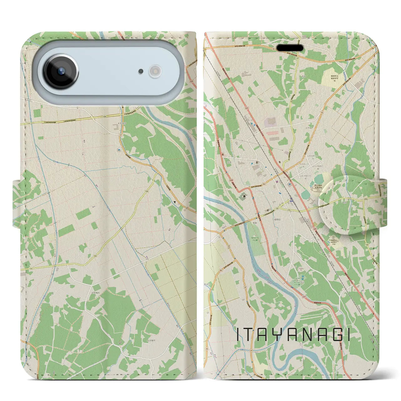 【板柳（青森県）】地図柄iPhoneケース（手帳タイプ）