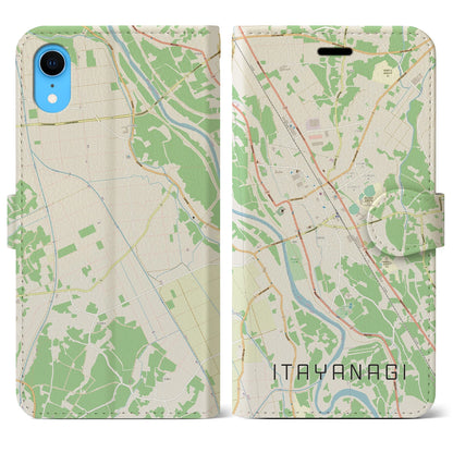 【板柳（青森県）】地図柄iPhoneケース（手帳タイプ）ナチュラル・iPhone XR 用