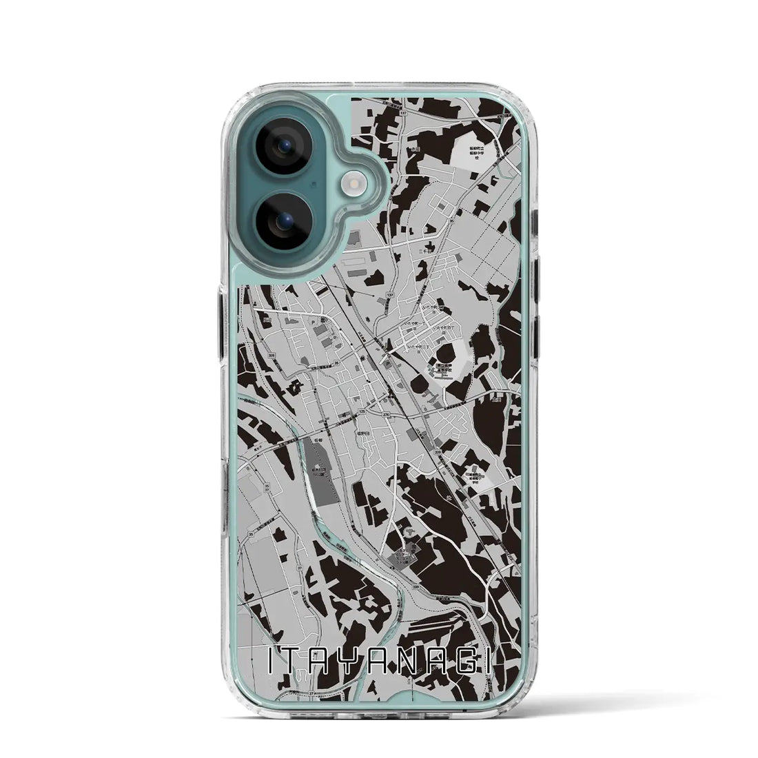 【板柳（青森県）】地図柄iPhoneケース（MagSafeタイプ）モノトーン・iPhone 16 Pro 用