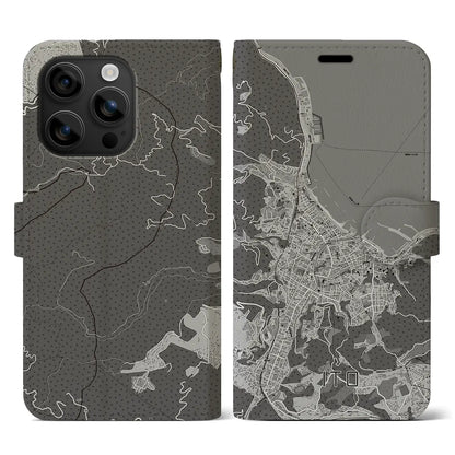 【伊東（静岡県）】地図柄iPhoneケース（手帳タイプ）モノトーン・iPhone 16 用