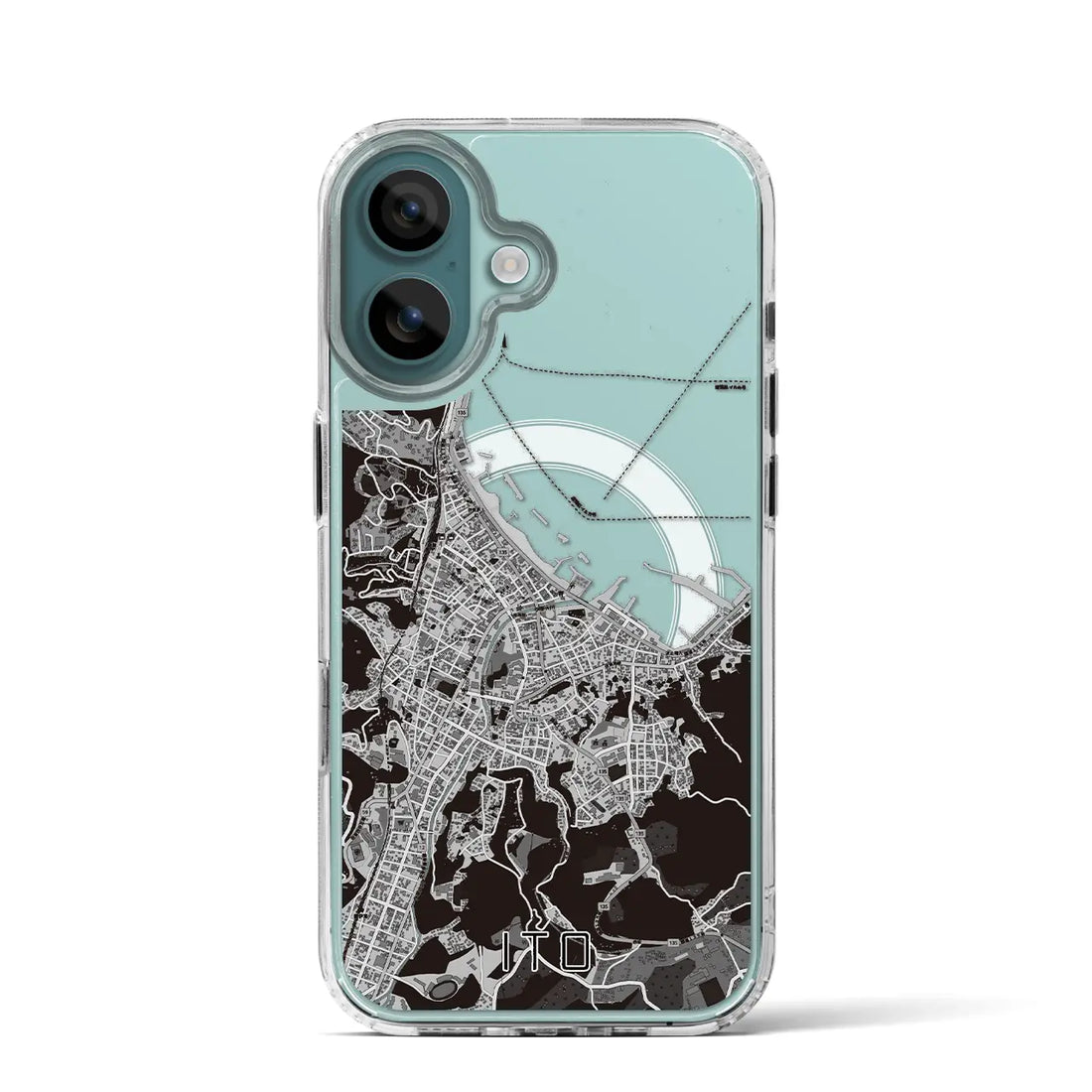 【伊東(静岡県)】地図柄iPhoneケース(MagSafeタイプ)モノトーン・iPhone 16 Pro 用