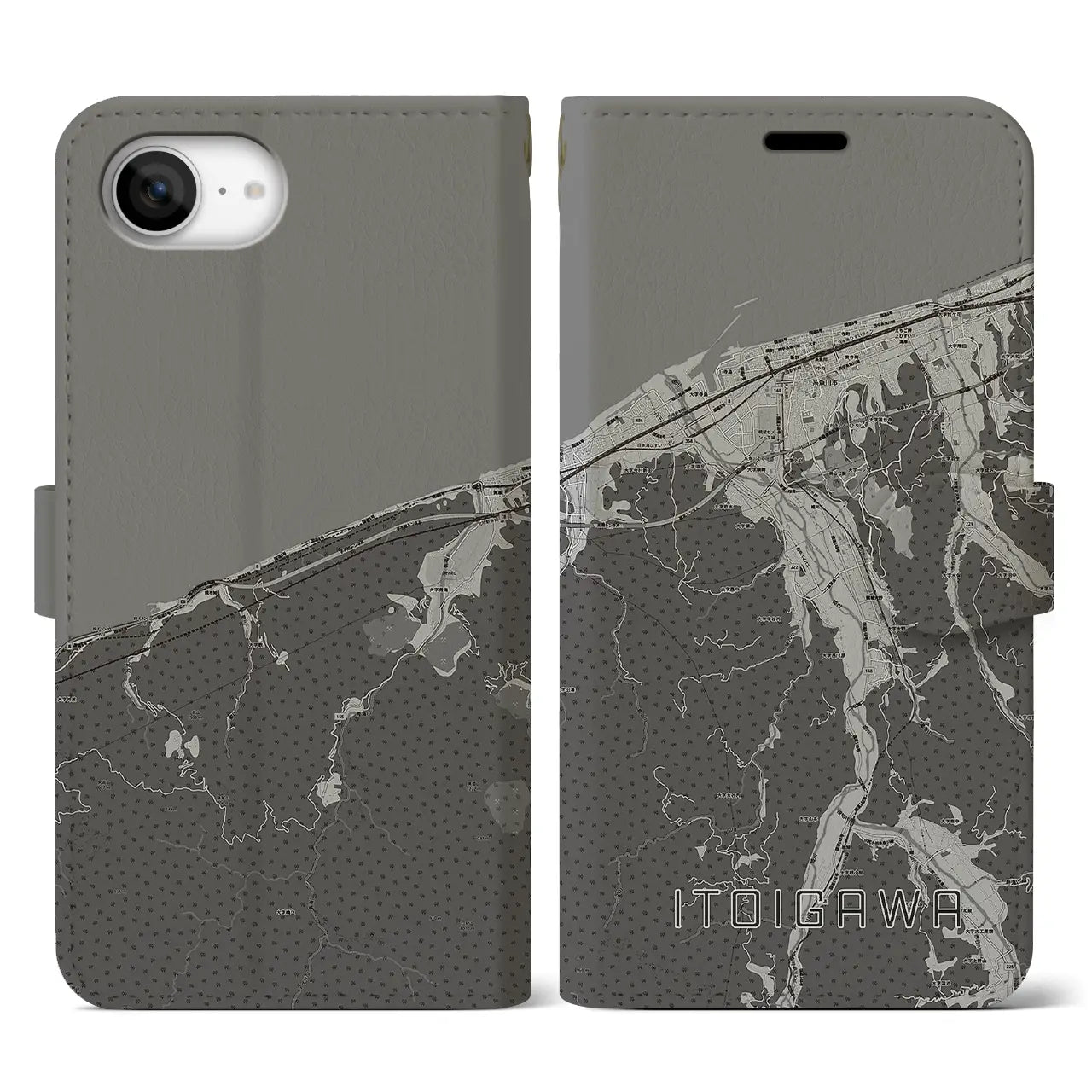 【糸魚川（新潟県）】地図柄iPhoneケース（手帳タイプ）