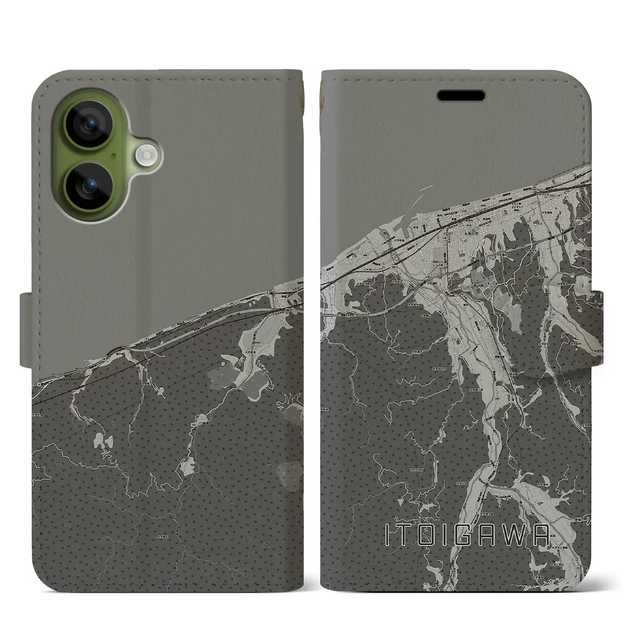 【糸魚川（新潟県）】地図柄iPhoneケース（手帳タイプ）