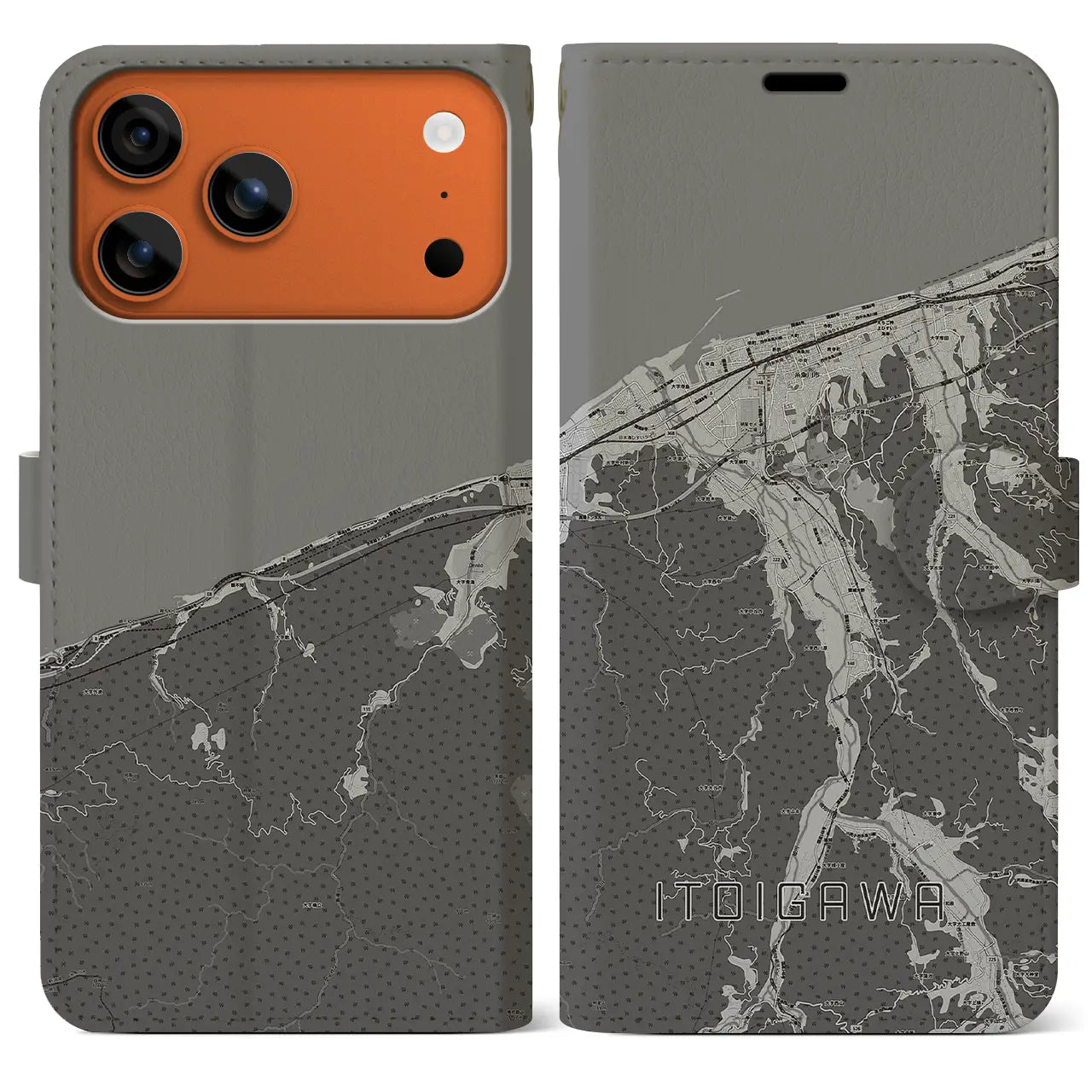 【糸魚川（新潟県）】地図柄iPhoneケース（手帳タイプ）