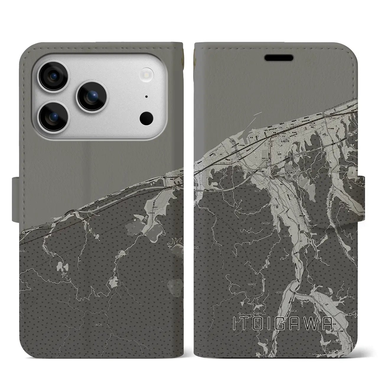 【糸魚川（新潟県）】地図柄iPhoneケース（手帳タイプ）