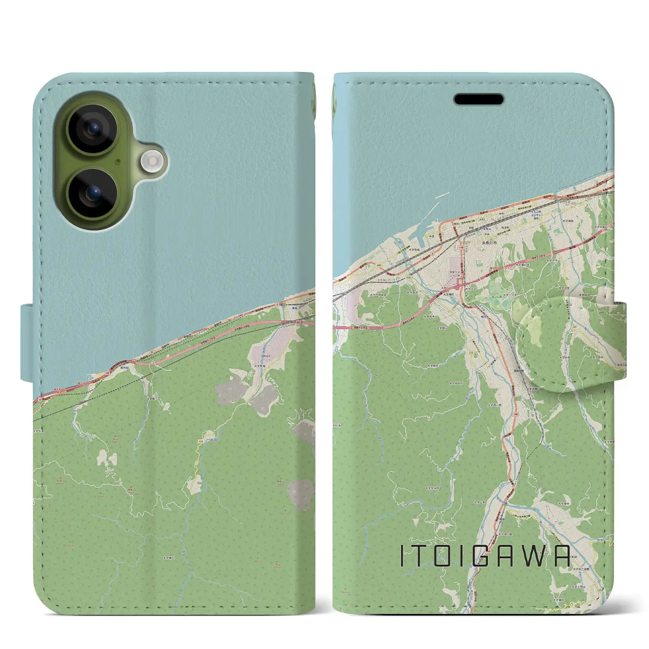 【糸魚川（新潟県）】地図柄iPhoneケース（手帳タイプ）