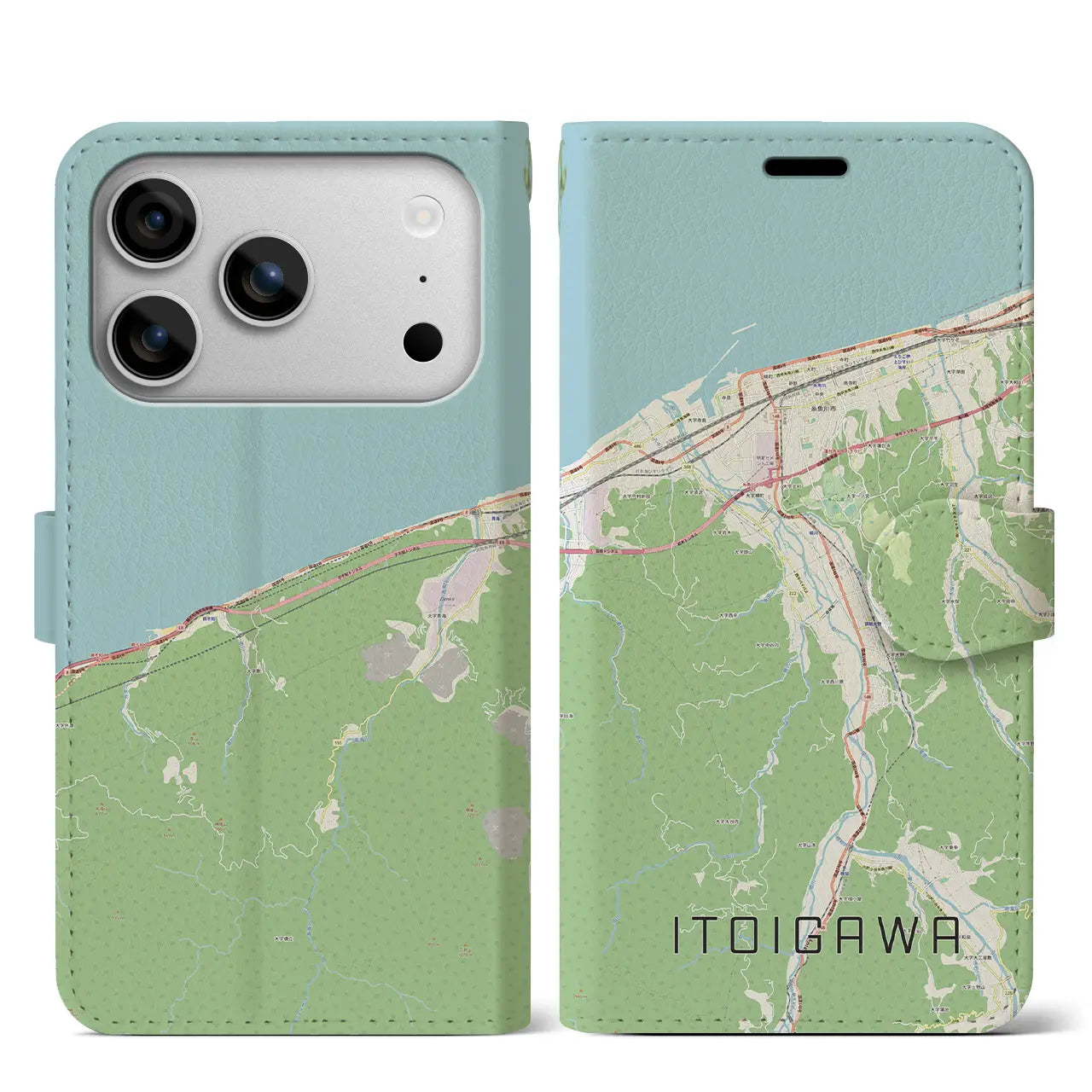 【糸魚川（新潟県）】地図柄iPhoneケース（手帳タイプ）