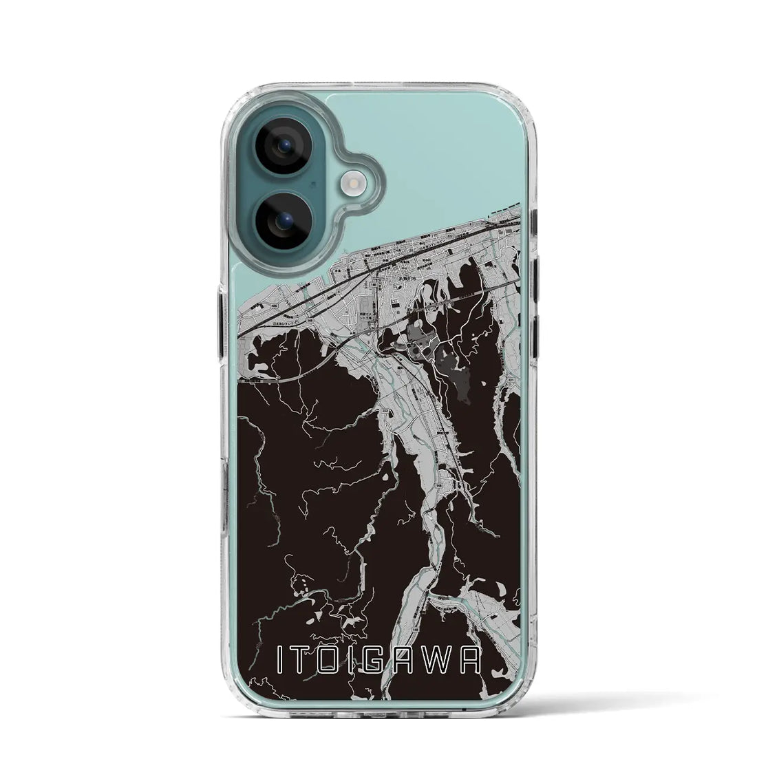 【糸魚川（新潟県）】地図柄iPhoneケース（MagSafeタイプ）モノトーン・iPhone 16 Pro 用