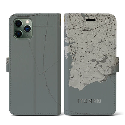 【糸満（沖縄県）】地図柄iPhoneケース（手帳タイプ）モノトーン・iPhone 11 Pro 用