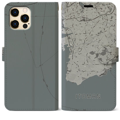 【糸満（沖縄県）】地図柄iPhoneケース（手帳タイプ）モノトーン・iPhone 12 Pro Max 用