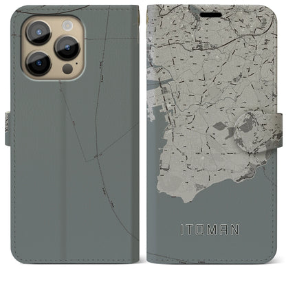 【糸満（沖縄県）】地図柄iPhoneケース（手帳タイプ）モノトーン・iPhone 14 Pro Max 用