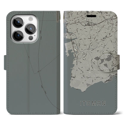 【糸満（沖縄県）】地図柄iPhoneケース（手帳タイプ）モノトーン・iPhone 14 Pro 用