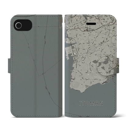 【糸満（沖縄県）】地図柄iPhoneケース（手帳タイプ）モノトーン・iPhone SE（第3 / 第2世代） / 8 / 7 / 6s / 6 用