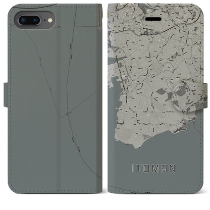 【糸満（沖縄県）】地図柄iPhoneケース（手帳タイプ）モノトーン・iPhone 8Plus /7Plus / 6sPlus / 6Plus 用