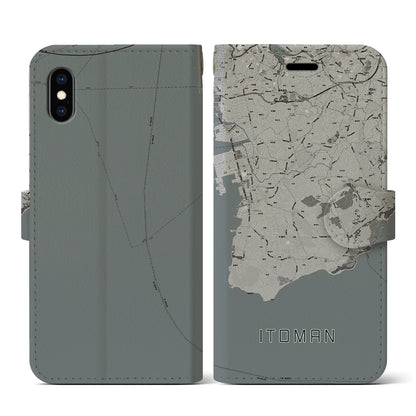 【糸満（沖縄県）】地図柄iPhoneケース（手帳タイプ）モノトーン・iPhone XS / X 用